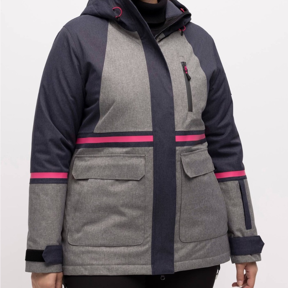 Ulla Popken HYPRAR Colorblock Contrast Detail Fully Lined Jacket 24W EUC